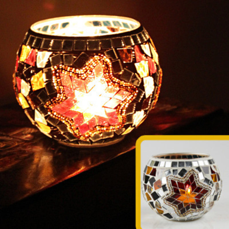 Lisslune | European Retro Glass Mosaic Tealight Holder