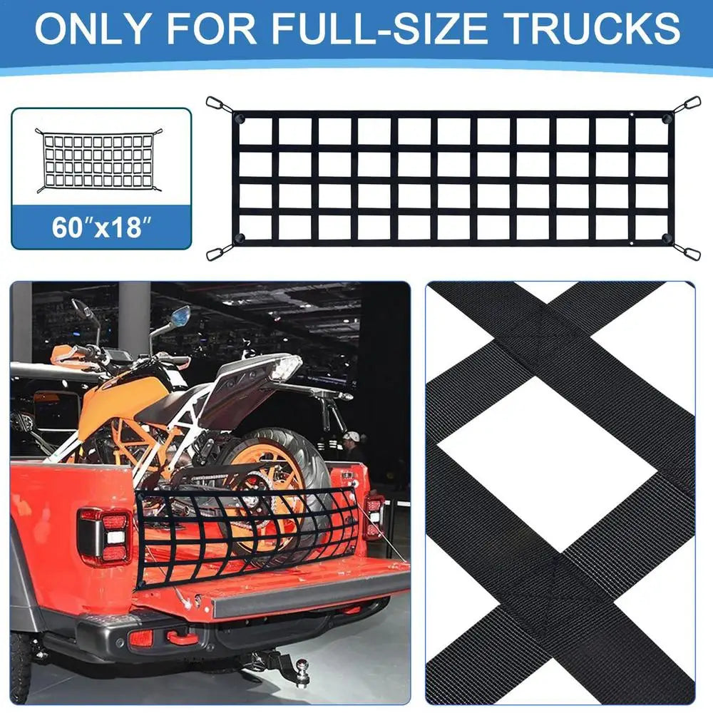 Lisslune | Heavy-duty truck tailgate cargo net with UV protection for full-size trucks