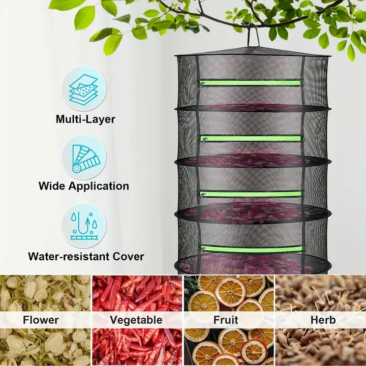 Lisslune | Foldable drying basket for fruits, vegetables, and herbs – Multi-tier net storage for quick drying process