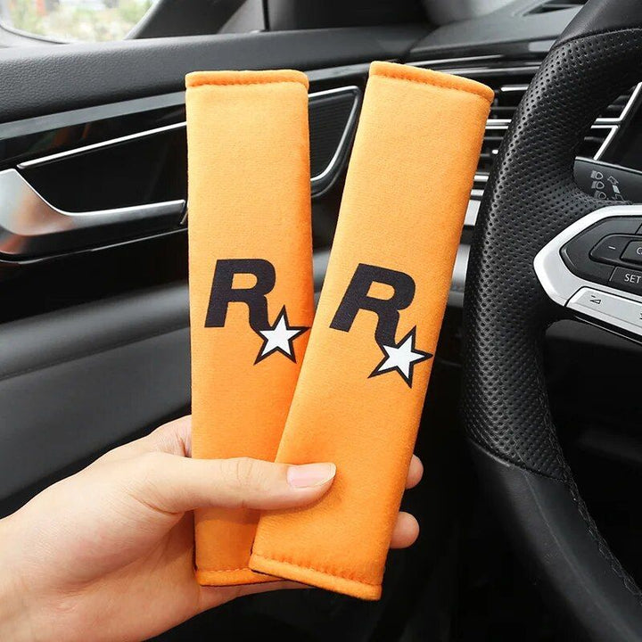 Lisslune | 2pcs yellow car seat belt protectors with GTA Auto 5 design