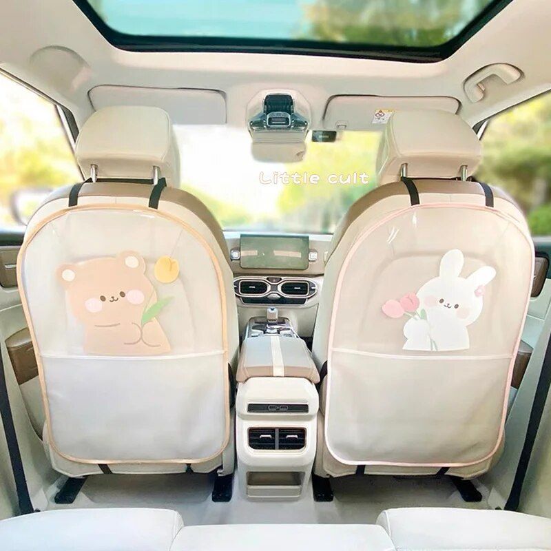 Lisslune | Sweet Bear & Rabbit Cartoon Car Seat Kick Mat