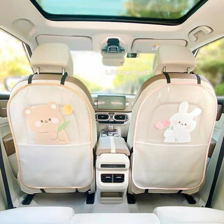 Lisslune | Sweet Bear & Rabbit Cartoon Car Seat Kick Mat