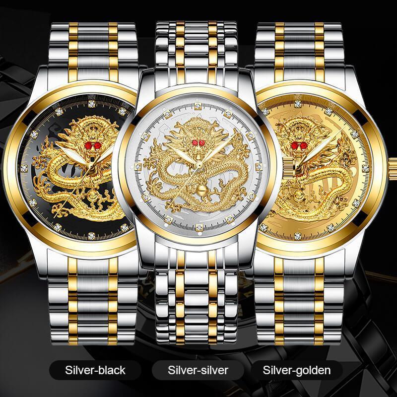 Lisslune | Embossed Golden Dragon Watch
