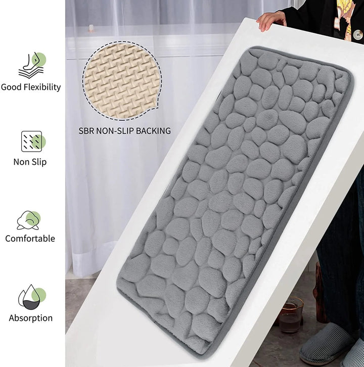 Lisslune | Cobblestone Embossed Bathroom Bath Mat
