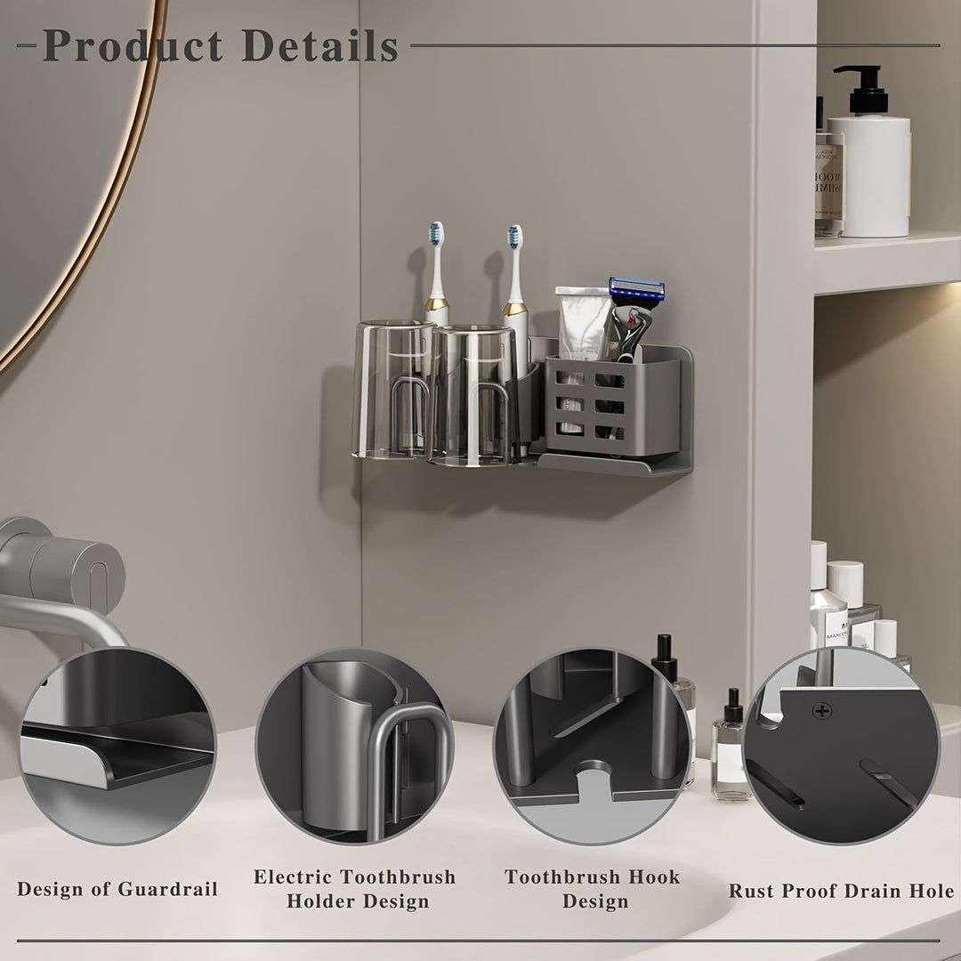 Lisslune | BristleHub Wall-Mounted Electric Toothbrush Holder – Aluminium Bathroom Organiser with Drainage Holes
