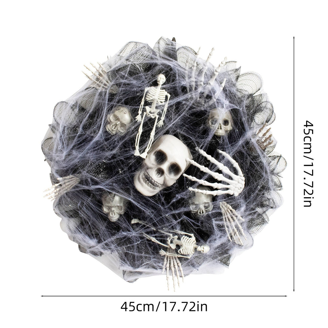 Lisslune | Halloween Wreath – Mesh Skull Garland for Door and Wall Decoration