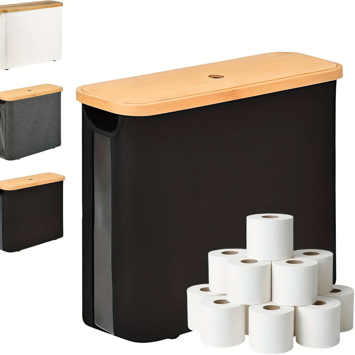 Lisslune | Toilet Paper Holder with Lid Storage Basket for 12 Rolls