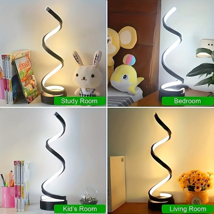 Lisslune | Modern Spiral Table Lamp – Creative LED Desk Lamp with Gentle Warm Light, Perfect for Bedroom, Living Room, and Study Decor