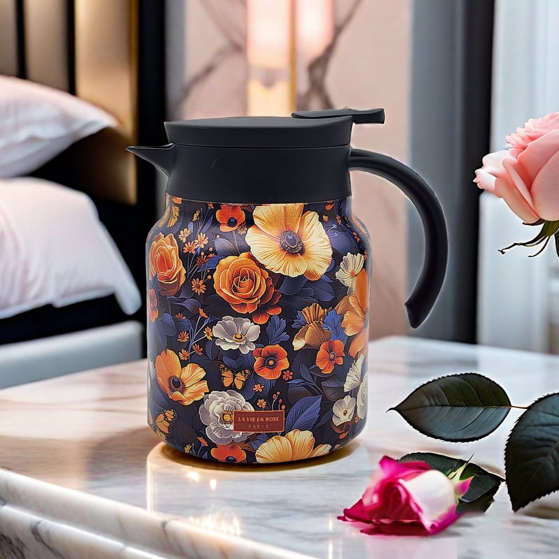 Lisslune | Vintage Floral Pattern Tea Thermos – Built-In Infuser