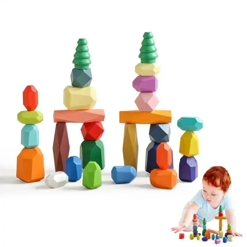 Lisslune | Colorful Wooden Building Blocks Set for Creative Learning and Logical Development