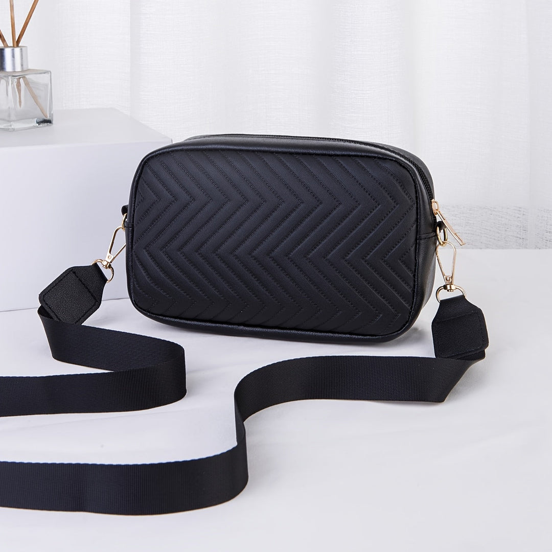 Lisslune | NoirGlitz Padded PU Messenger Bag – Black Elegant Shoulder Bag with Sequins and Removable Strap