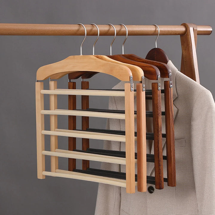 Lisslune | Space-saving wooden multi-pants hanger