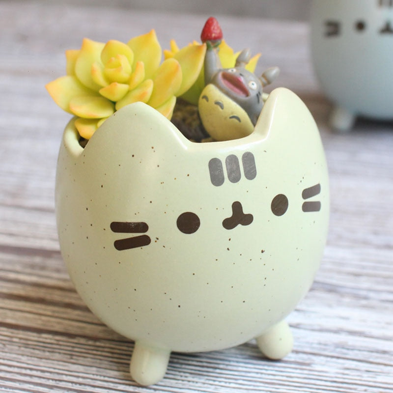 Lisslune | WhiskerBloom Succulent Pot – Low-Maintenance Ceramic Garden Box in Box Shape