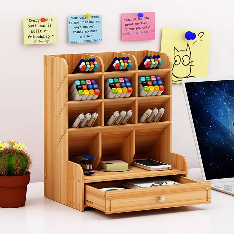 Lisslune | PenBox | Desk Organizer | Wood Pencil Holder | Stylish and Efficient Storage Solution