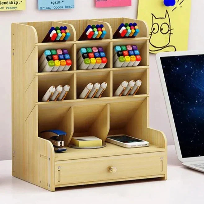Lisslune | PenBox | Desk Organizer | Wood Pencil Holder | Stylish and Efficient Storage Solution