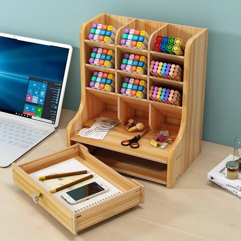 Lisslune | PenBox | Desk Organizer | Wood Pencil Holder | Stylish and Efficient Storage Solution