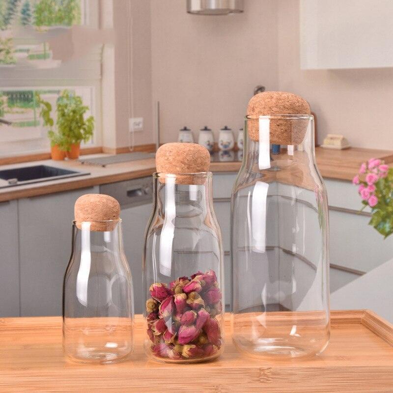 Lisslune | Elegant handmade glass drinking bottle with natural cork stopper - Ideal for hot and cold drinks