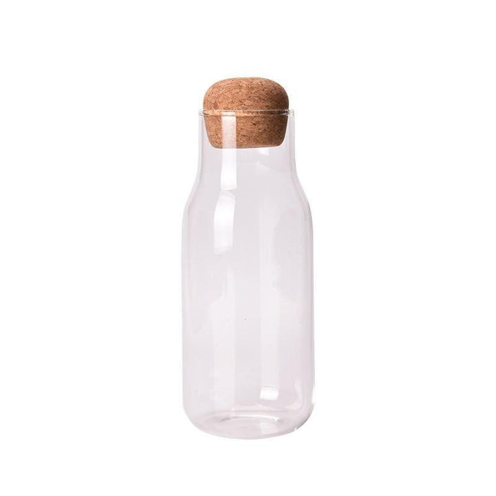 Lisslune | Elegant handmade glass drinking bottle with natural cork stopper - Ideal for hot and cold drinks