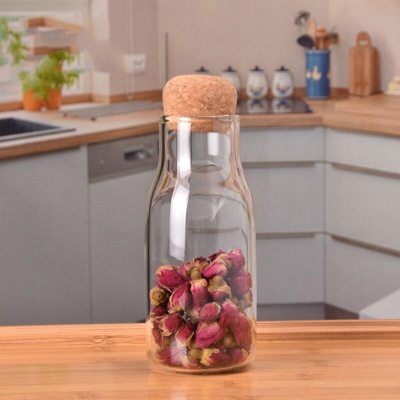 Lisslune | Elegant handmade glass drinking bottle with natural cork stopper - Ideal for hot and cold drinks