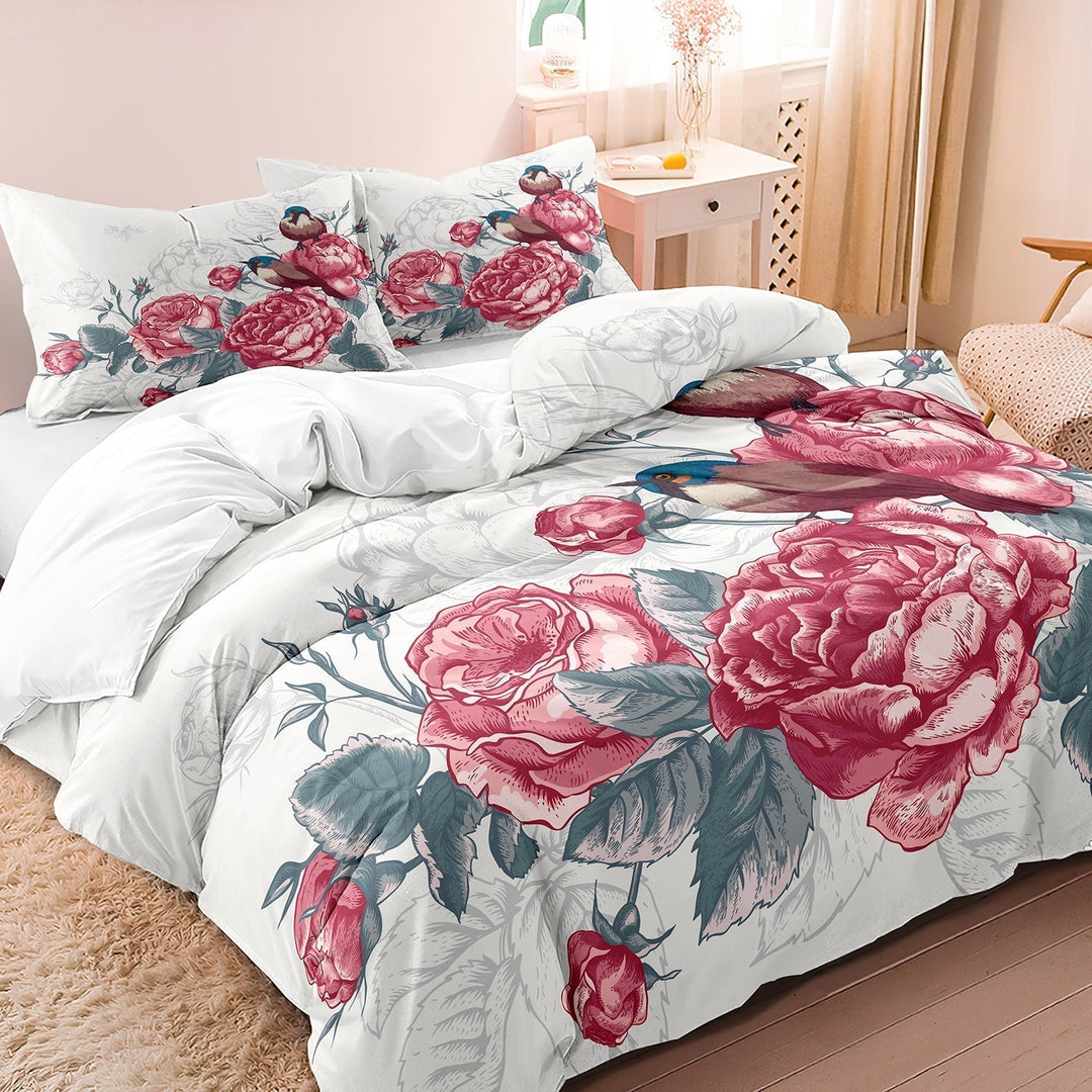 Lisslune | PetalFlight - Soft Floral and Bird Bed Linen
