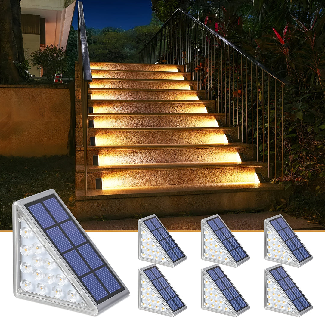 Lisslune | 2-Pack Triangular Solar Step Lights – IP67 Waterproof LED Outdoor Garden Lights