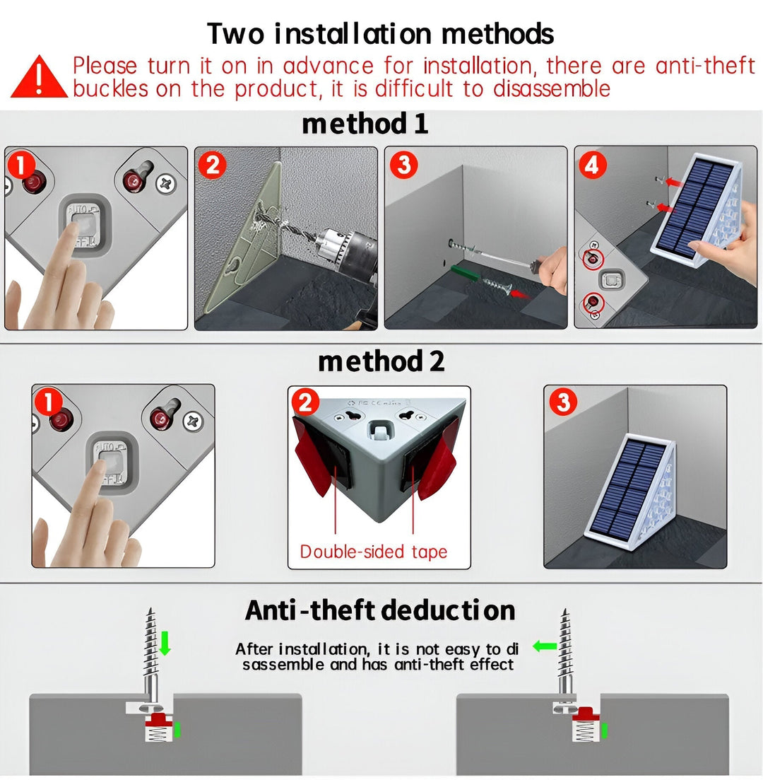 Lisslune | 2-Pack Triangular Solar Step Lights – IP67 Waterproof LED Outdoor Garden Lights