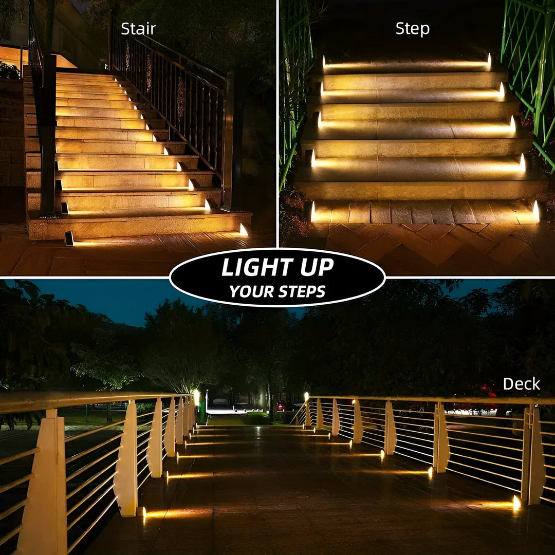 Lisslune | 2-Pack Triangular Solar Step Lights – IP67 Waterproof LED Outdoor Garden Lights