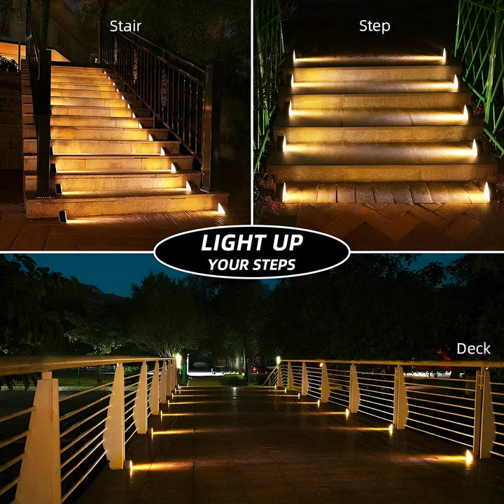 Lisslune | 2-Pack Triangular Solar Step Lights – IP67 Waterproof LED Outdoor Garden Lights