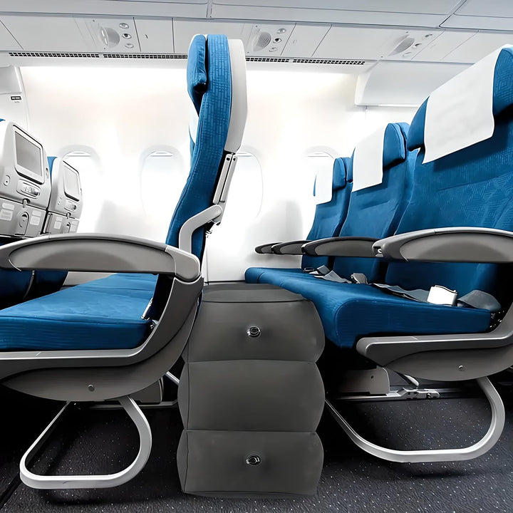 Lisslune | Inflatable Travel Footrest | Ergonomic, Adjustable Height & Compact for Planes, Trains, Buses & Office Use