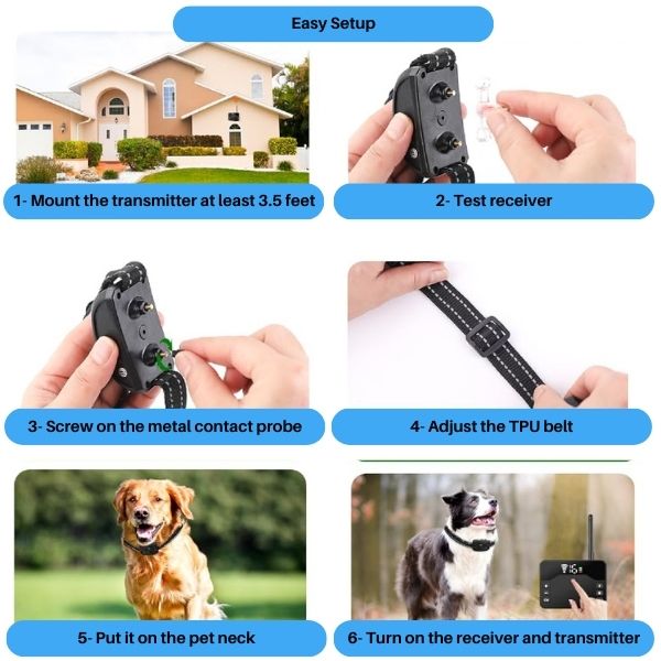 Lisslune | 2-in-1 Wireless Pet Training Collars and Dog Fence Sound Check Electric and Vibrating Shock Dog Collar Fence From 65 to 1640 Feet