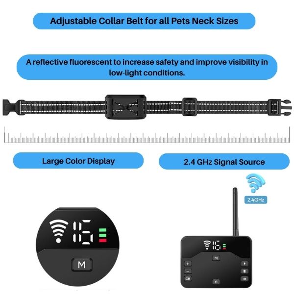 Lisslune | 2-in-1 Wireless Pet Training Collars and Dog Fence Sound Check Electric and Vibrating Shock Dog Collar Fence From 65 to 1640 Feet