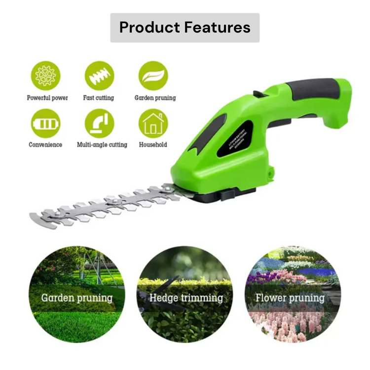 Lisslune | Cordless Garden Trimmer | Dual Blades, Lightweight & Ideal for Lawn Edging and Hedge Trimming