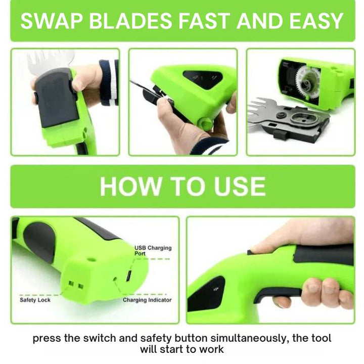 Lisslune | Cordless Garden Trimmer | Dual Blades, Lightweight & Ideal for Lawn Edging and Hedge Trimming