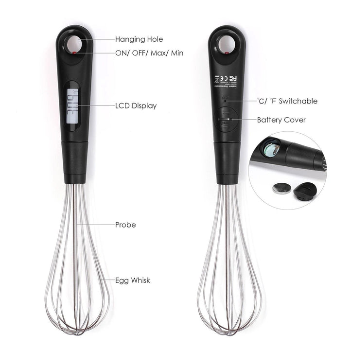 Lisslune | 2-in-1 Instant-Read Food Thermometer and Egg Beater