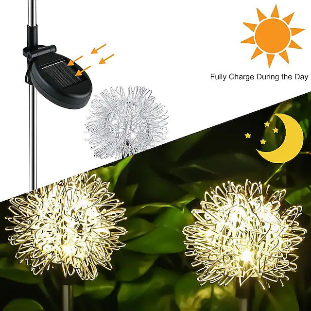 Lisslune | 2-Pack: Outdoor Solar Dandelion Garden Lights
