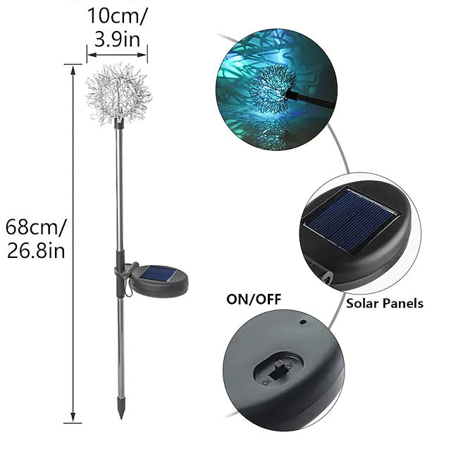 Lisslune | 2-Pack: Outdoor Solar Dandelion Garden Lights