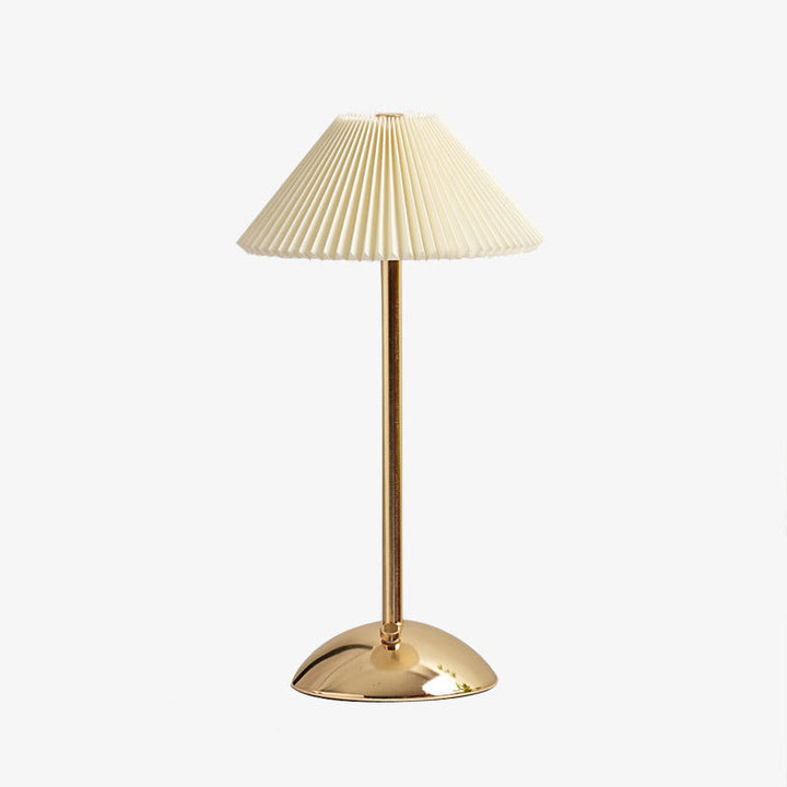 Lisslune | Contemporary Scandinavian rechargeable iron fabric cone pleated LED table lamp for bedside