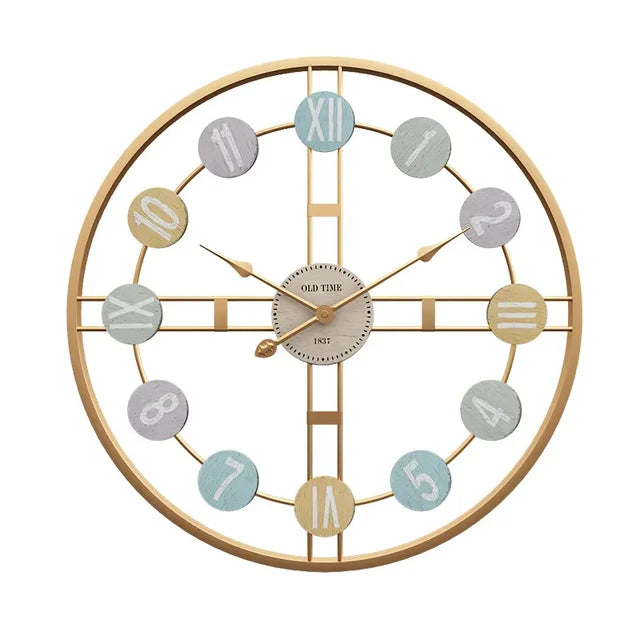 Lisslune | StilTijd – Large Vintage Wall Clock with Roman Numbers and Metal Frame