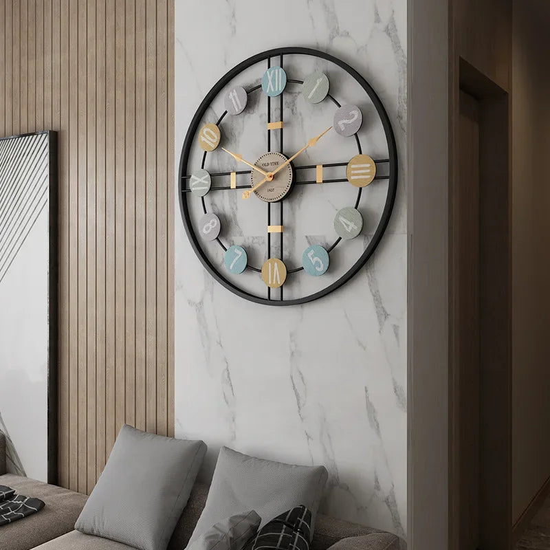 Lisslune | StilTijd – Large Vintage Wall Clock with Roman Numbers and Metal Frame