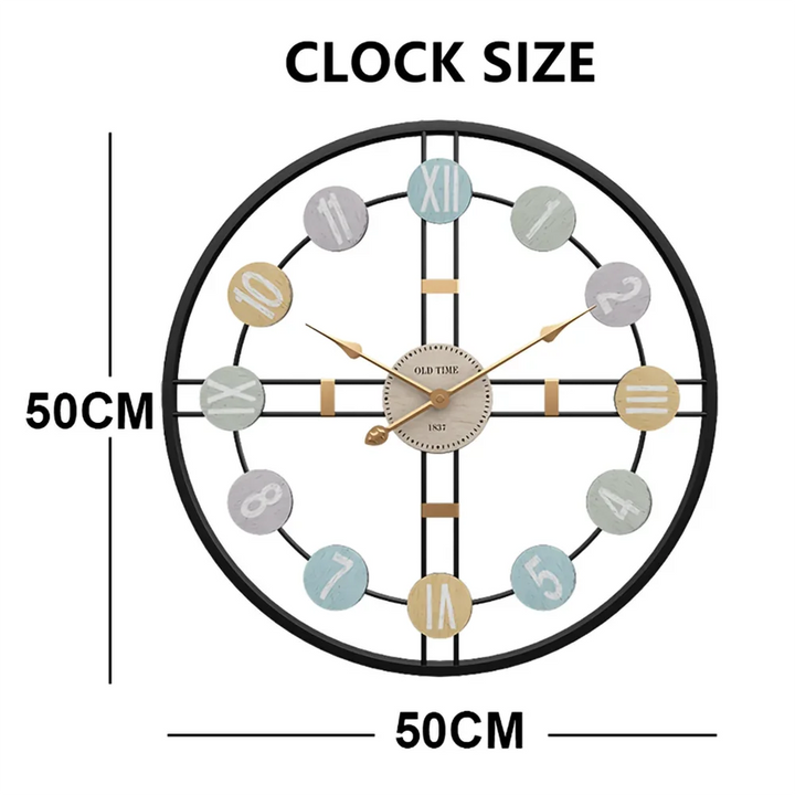 Lisslune | StilTijd – Large Vintage Wall Clock with Roman Numbers and Metal Frame