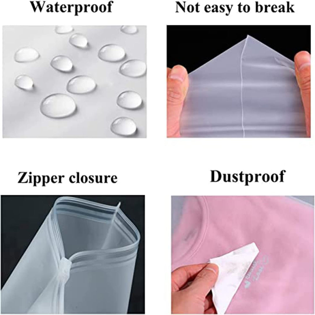Lisslune | Multi-Purpose Frosted Zip Storage Bags – 20-Pack Plastic Garment Sleeves (Buy 2 Sets, Take 1 FREE)