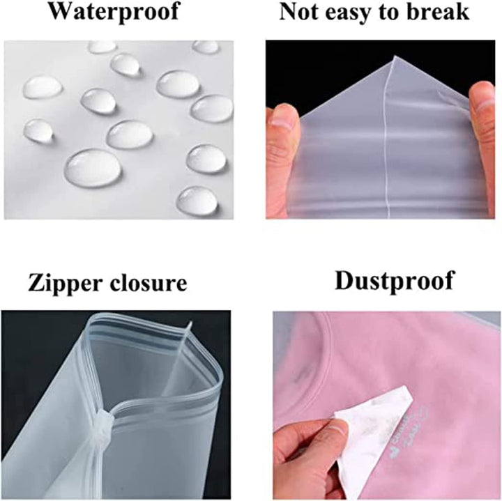 Lisslune | Multi-Purpose Frosted Zip Storage Bags – 20-Pack Plastic Garment Sleeves (Buy 2 Sets, Take 1 FREE)