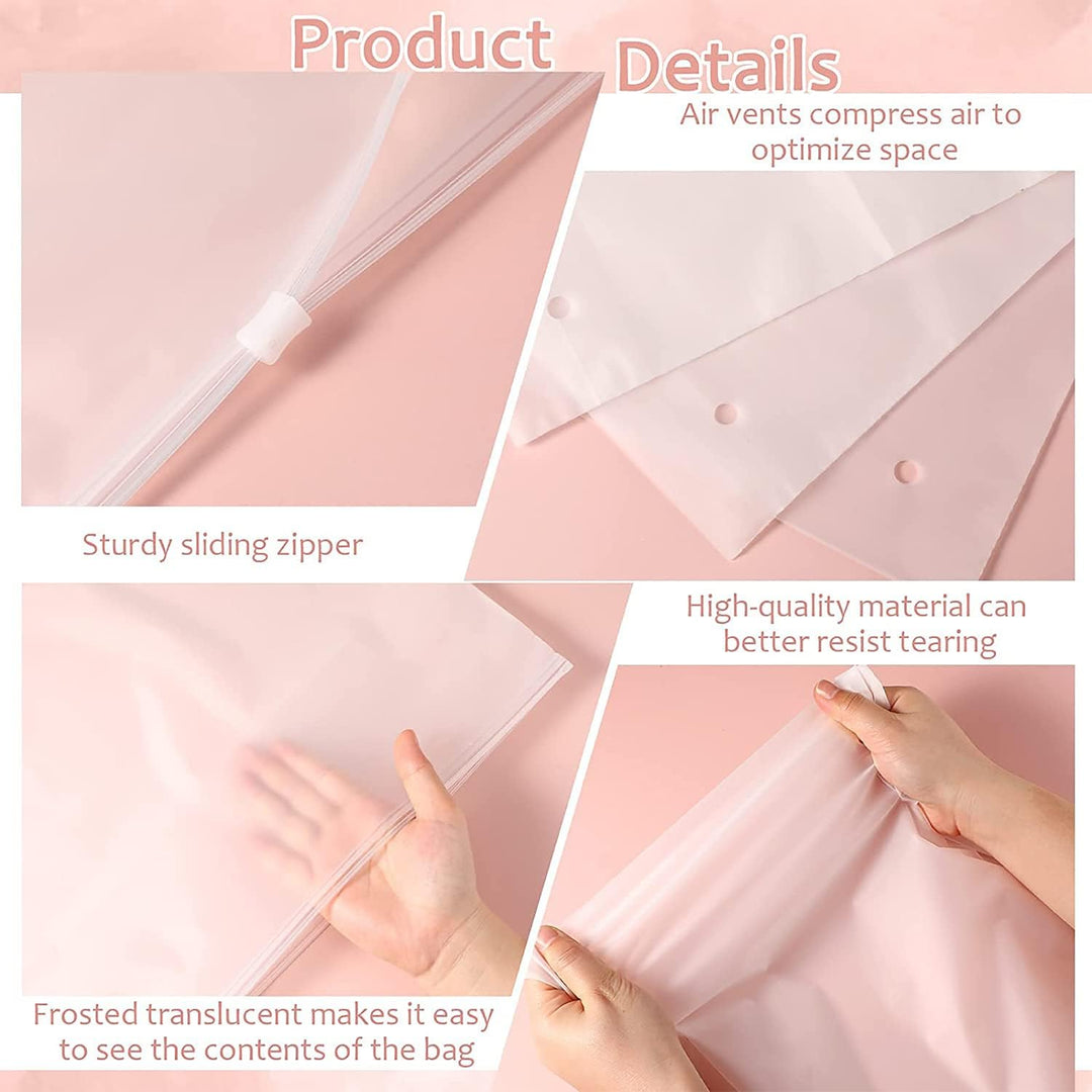 Lisslune | Multi-Purpose Frosted Zip Storage Bags – 20-Pack Plastic Garment Sleeves (Buy 2 Sets, Take 1 FREE)