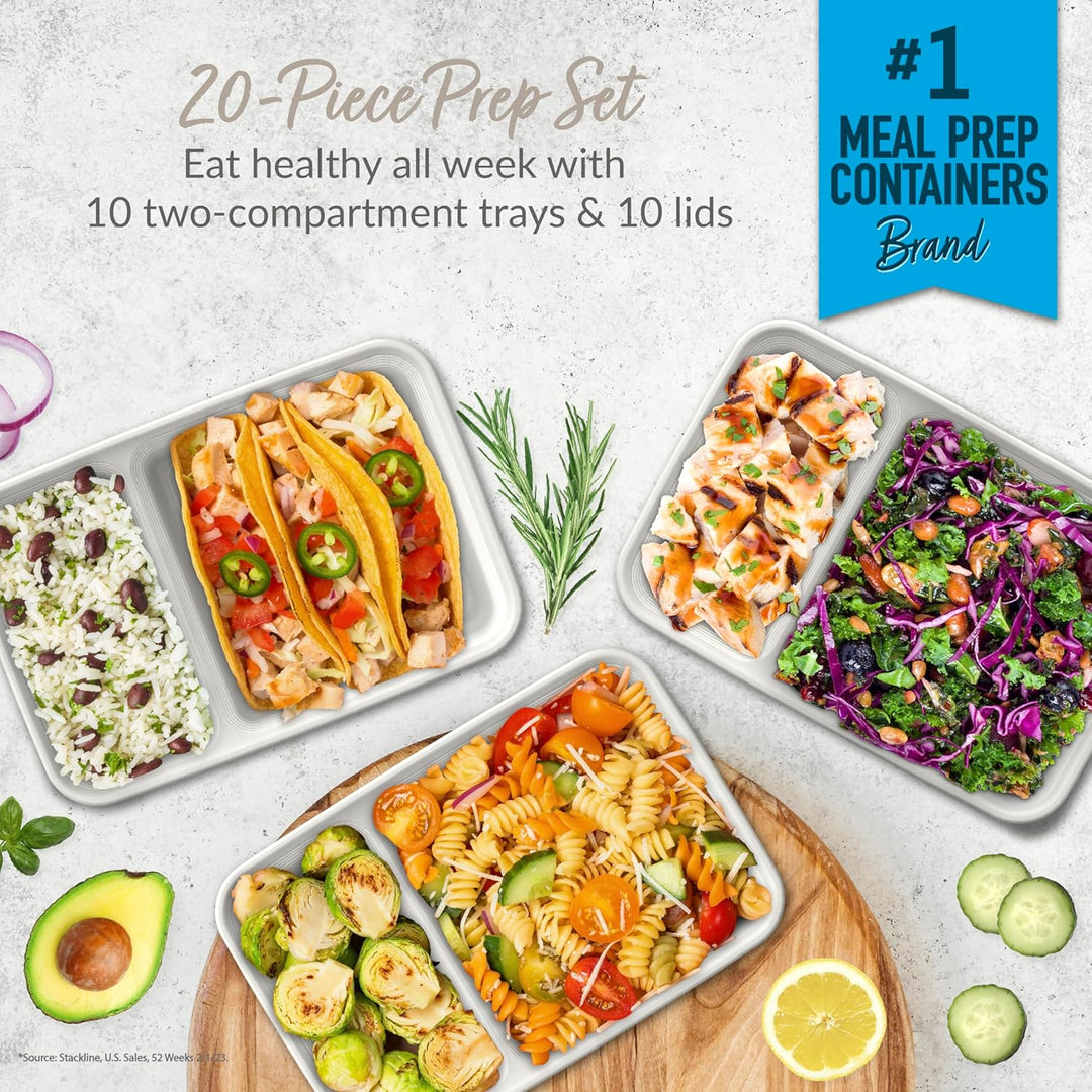 Lisslune | 20-piece reusable 2-compartment food containers