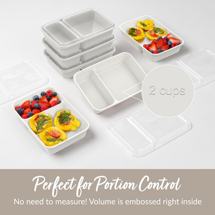 Lisslune | 20-piece reusable 2-compartment food containers