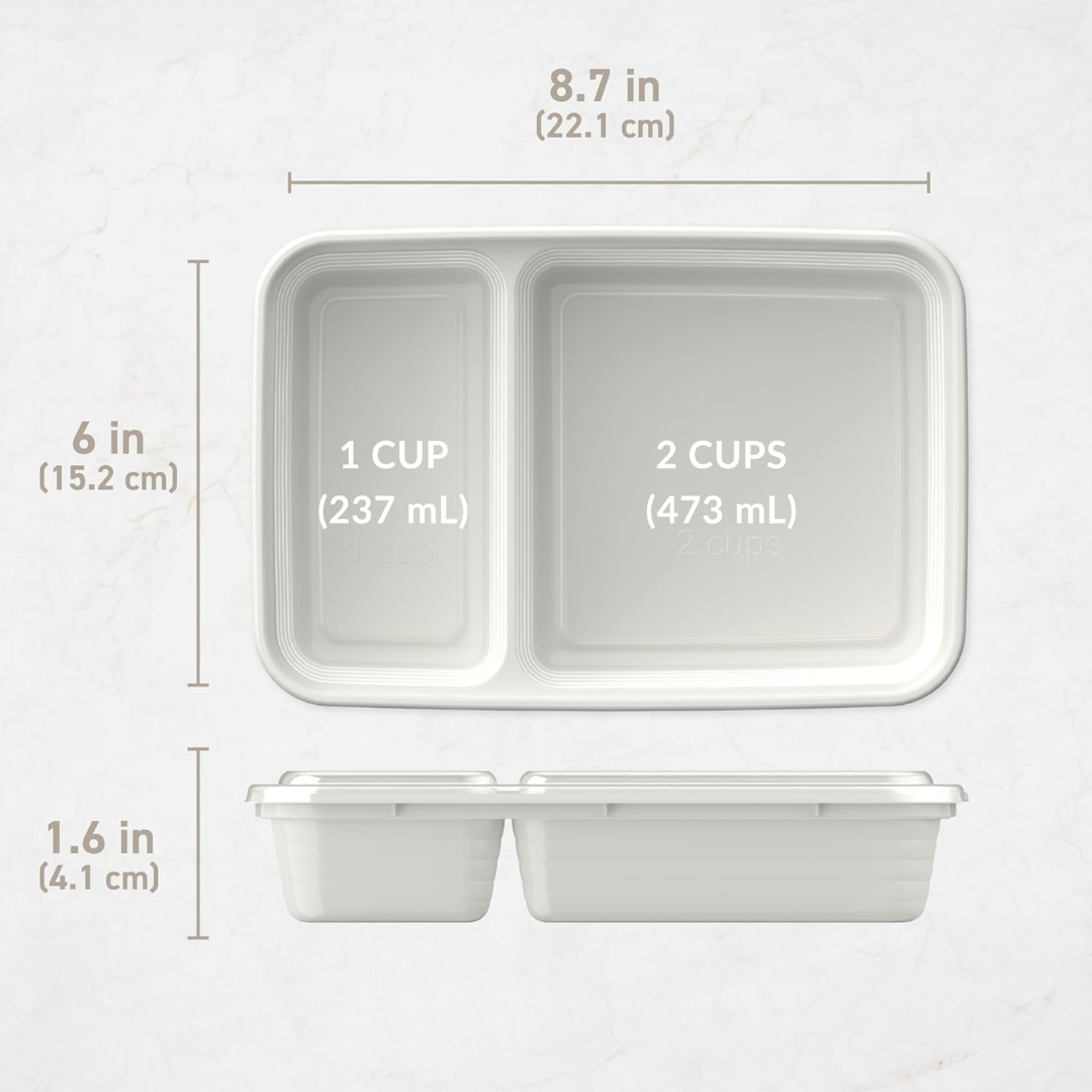 Lisslune | 20-piece reusable 2-compartment food containers