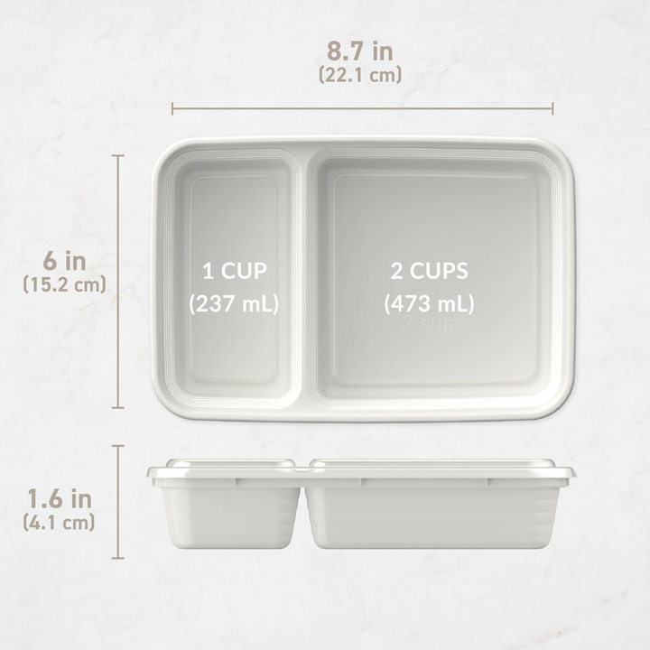 Lisslune | 20-piece reusable 2-compartment food containers