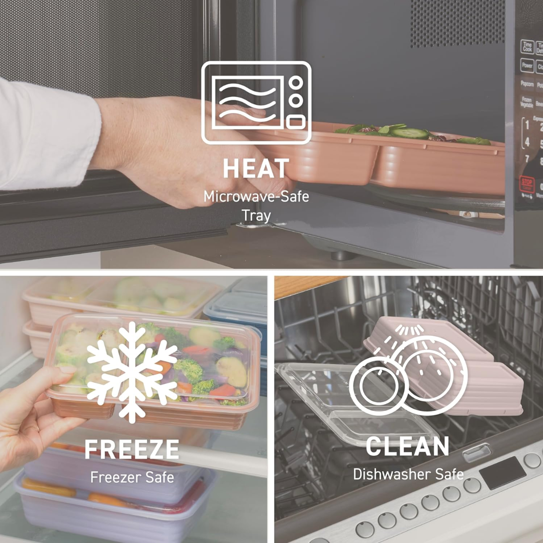 Lisslune | 20-piece reusable 2-compartment food containers