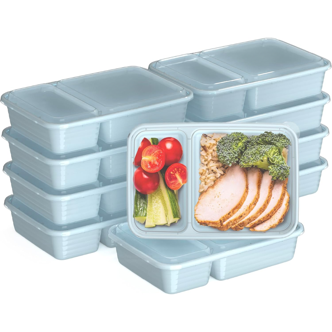 Lisslune | 20-piece reusable 2-compartment food containers