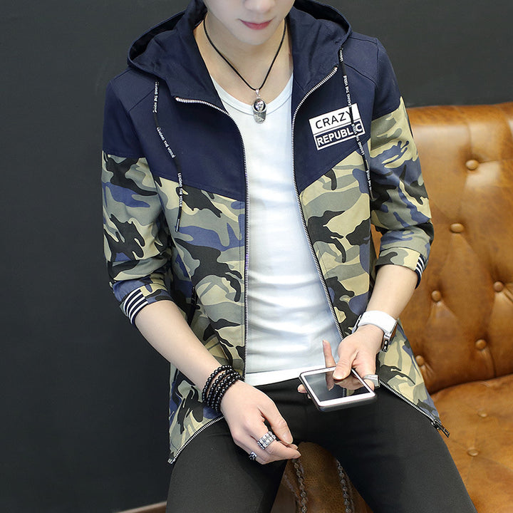 Men's lightweight camouflage jacket with hood and elastic cuffs Lisslune